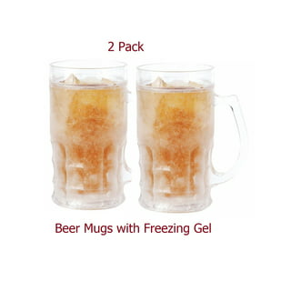 LOPJGH Frozen Beer Mugs for Freezer, Double Wall Gel Freezer  Beer Glasses, Beer Ice Mugs for Freezer, 16oz Clear Frozen Beer Mugs  (Orange, 450ml): Beer Mugs & Steins