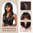 thumbnail image 2 of Nueva Peluca para Mujer de Moda, Peluca de Fibra Sintética, Negro Castaño, Flequillo Completo, Cabello Largo y Liso, 2 of 10