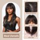 thumbnail image 2 of Nueva Peluca para Mujer de Moda, Peluca de Fibra Sintética, Negro Castaño, Flequillo Completo, Cabello Largo y Liso, 2 of 10