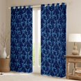 thumbnail image 2 of Feelyou Blue Damask Curtains Pack of 2 (42x84 Each), Boho Gothic Ghost Curtains Blackout, 2 of 6