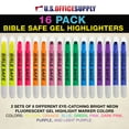 thumbnail image 2 of U.S. Office Supply Bible Safe Gel Highlighters, Pack of 16 - 2 Sets of 8 Bright Neon Fluorescent Highlight Colors Yellow, Orange, Pink, Purple, Green, Blue - Won't Bleed, Fade or Smear - Study Guide, 2 of 7