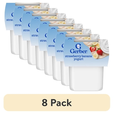 (8 pack) Gerber Yogurt Blends Stage 3 Baby Snacks Banana Strawberry, 4 oz Tubs (Pack of 2)