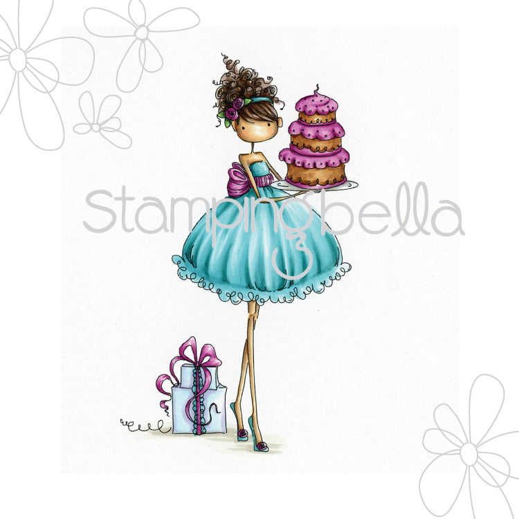 Stamping Bella Uptown Girl Bianca Loves Her Big Cake Cling Rubber Stamp 6.5 x 4.5 