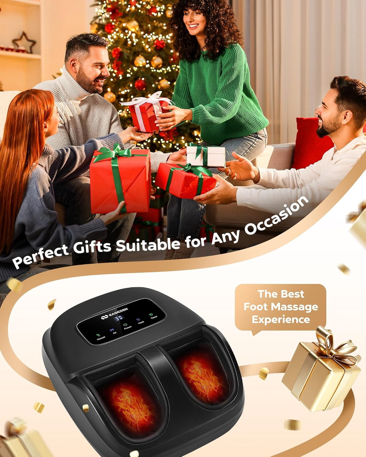 Heated Shiatsu Foot Massager with Remote Control, Full Foot Comfort, Gift for Women & Men, Size 14
