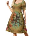 thumbnail image 1 of Vestido de manga corta Sea Garden para mujer, ropa de verano para mujer, vestido de verano 2025, 1 of 7