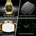 thumbnail image 6 of OLEVS Mens Watches Square Business Dress Diamond Analog Quartz Date Luxury Watches for Men Dress Casual Stainless Steel Waterproof Luminous Mens Wrist Watches Gifts Reloj para Hombre Gold/Black Dial, 6 of 11