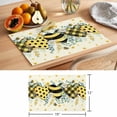 thumbnail image 6 of Bees Loves Placemats Set&nbsp;of 1 Vintage Country Yellow Bee Plaid Dot Love Floral Yellow Heat Insulation Washable Place Mats, Non-Slip Table Mats for Dining Table Party Kitchen Decor,13x19 Inch, 6 of 9