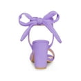 thumbnail image 3 of BLISSFUL STEP Women's Sandals Ankle Tie Back Open Toe Block Heels Purple 12, 3 of 8