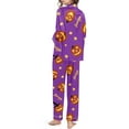 thumbnail image 4 of Womens Halloween Pajamas Casual Full Theme Printed Cute 2 Pc Long Sleeve Pocket Button Down Lapel Shirts Loose Pants Soft Fall Winter Nightwear Silk Comfy Loungewear Sets Woman Purple S, 4 of 7