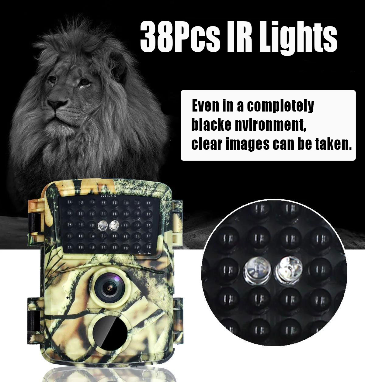 Mini Trail Camera 20MP 1080P  with Infrared Night Vision Full HD Game Camera 52° Detection Range Wide-Angle Lens with Card Reader for Outdoor Animal Monitoring, Home Security Systems, Outdoor Use