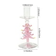 thumbnail image 4 of Vintage Colorful Christmas Tree Glass Candlestick, Festive Wreath-Inspired Candle Stand for Home Decor, Retro Design That Complements Holiday Displays, for Dining Tables and Mantels, Pink, M, 4 of 7
