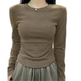 thumbnail image 1 of Chemise de Base en Velours pour Femmes Automne et Hiver 2024 Nouveau T-Shirt à Manches Longues Ajusté à Col Rond Brossé, 1 of 3