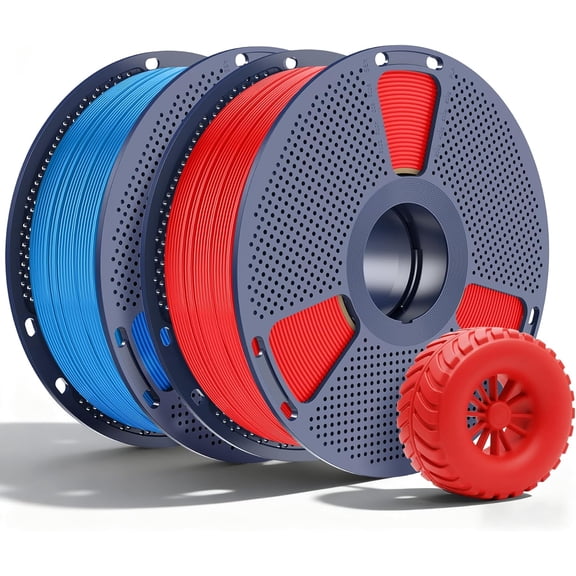 TPU Filament 1.75mm, 95A Flexible 3D Printer Filament, Soft TPU 1kg Spool (2.2 lbs), Dimensional Accuracy  /- 0.03mm, Fit Most FDM Printer (Black Red 2-Pack)