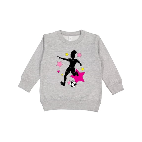 Inktastic Girl Playing Soccer Pink and Yellow Stars Toddler Sweatshirt