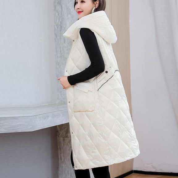 LoyisViDion Coat Women Vest Loose Bright Leather Solid Color Stand Collar Cotton Waistcoat Vest Jacket White 12(XXL)