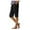 Black, variant on Women's Fashion Solid Large Pocket Elastic Casual Pants, Knee-Length Cotton Linen Capri Shorts with Pockets, Summer Loose Straight Leg Beach Bermuda Style