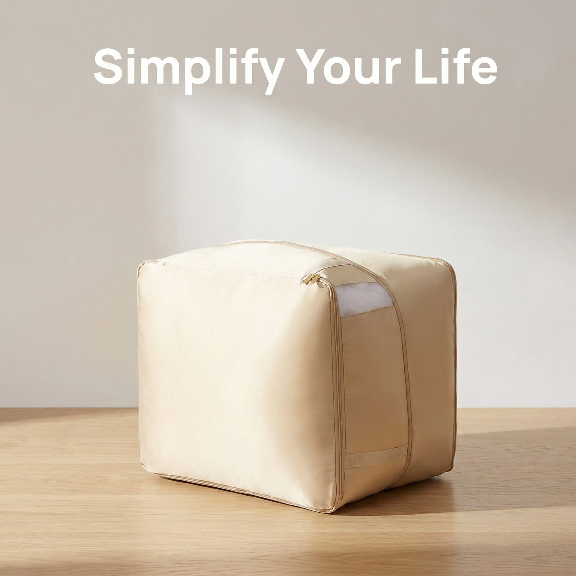 Unique Bargains Storage Bag for Organizing Closet with Handles Apricot 20.5"x16.5"x19.7"
