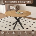 thumbnail image 3 of AENKYO 42"-58" Expandable Round Dining Table, Natural Wood Color Top & Black X-Base Pedestal, Seats 4-6, 3 of 8