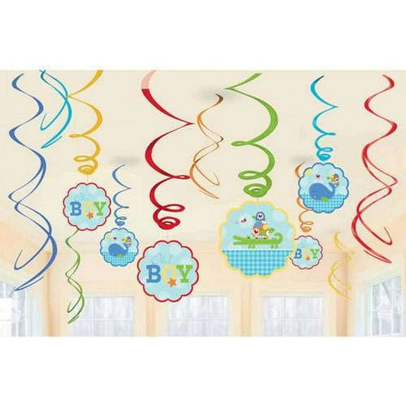 Various Hanging Swirl Decorations for Baby Shower, 12 Pieces