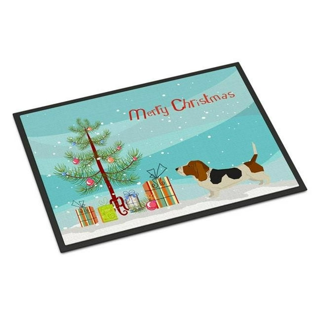 Carolines Treasures CK3518MAT Tapis Intérieur Ou Extérieur 18 x 27 Po. Basset Hound Noël Tree