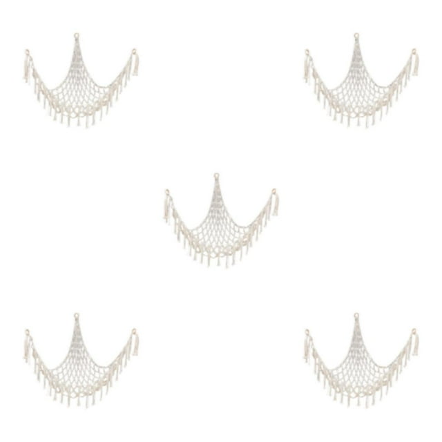 Baohd 1/2/3/5 Hamac en Peluche Boho Macramé Tendance Jouet en Filet pour Salon Chic Rangement Beige Blanc 5 Pcs