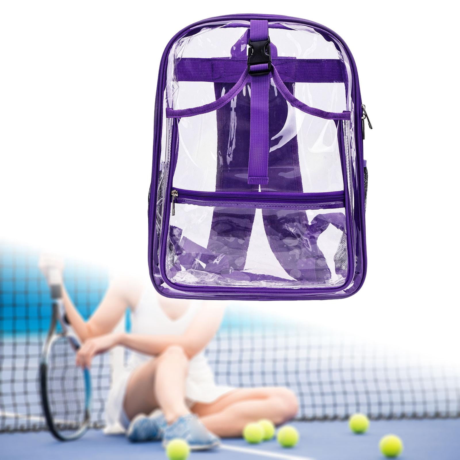 funtasica Tennis Backpack ,Racket Bags ,PVC, Lighweight Clear Large Capacity Unisex Gym Badminton Bag Tennis Rucksack for Men and Women Purple
