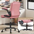 thumbnail image 5 of HYSpacerX 500 LBS Big & Tall Ergonomic High Back Leather Office Chair, Adjustable Height Flip-Up Armrest Executive Computer Chair for Standing & Counter Height Desk, Pink, 5 of 7