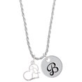 thumbnail image 1 of Delight Jewelry Two-tone Runner Silhouette in Heart Silvertone Script Initial Disc - B - Charm Necklace, 20"+3", 1 of 4