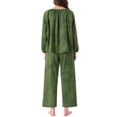thumbnail image 3 of Conjunto de Pijamas para Mujeres de Manga Larga con Estampado Floral, Pulóver con Nudo Frontal, Pantalones Anchos Suaves de 2 Piezas, Verde Floral, 3 of 5
