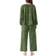 thumbnail image 3 of Conjunto de Pijamas para Mujeres de Manga Larga con Estampado Floral, Pulóver con Nudo Frontal, Pantalones Anchos Suaves de 2 Piezas, Verde Floral, 3 of 5
