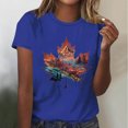 thumbnail image 2 of Tops de Manga Corta de Verano para las Mujeres Imprimir Blusa de Cuello Redondo, Moda Ligera de Poliéster Spandex, 2 of 3