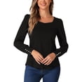 thumbnail image 1 of Camiseta de manga larga INSPIRE CHIC para mujer, escote cuadrado, ajuste holgado, blusas casuales, 1 of 6
