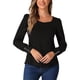 thumbnail image 1 of Camiseta de manga larga INSPIRE CHIC para mujer, escote cuadrado, ajuste holgado, blusas casuales, 1 of 6