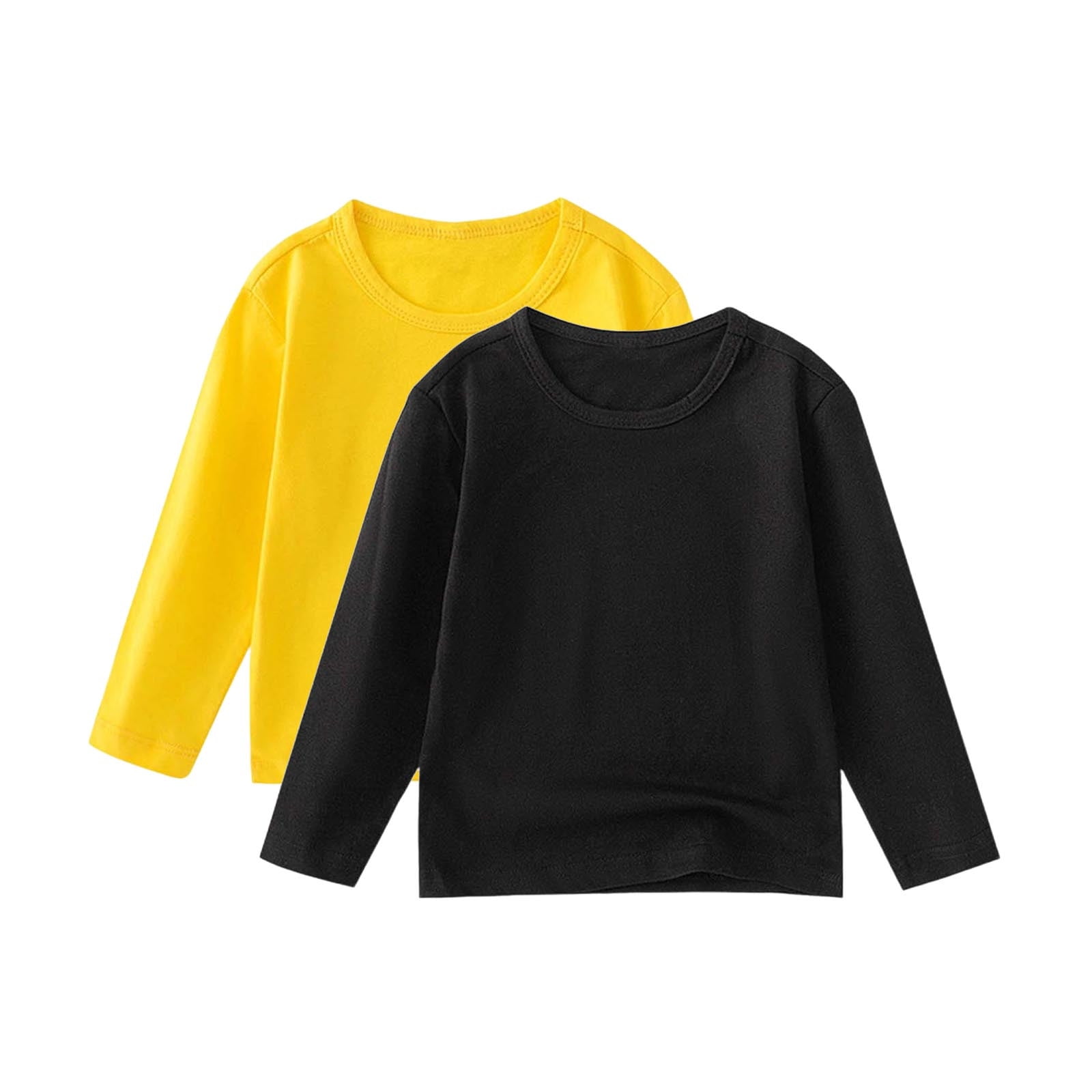 StSilkitty 2 Pack T-Shirts Tops for Boys Girls Cotton Long Sleeve Crew Neck Basic Tees Clothes School Uniform Blouses