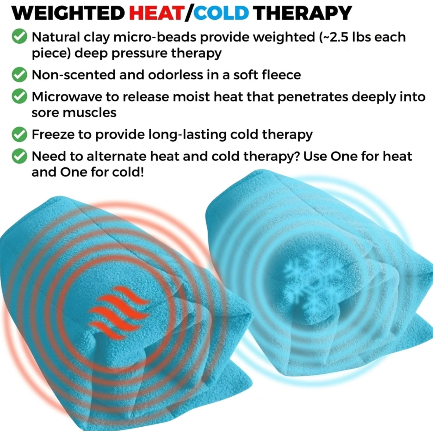 ComfortCloud Microwavable Heating Pads for Neck, Back and Lower Lumbar Relief, Teal, 22” x 7”, 2 Count