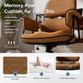 thumbnail image 6 of HomeZeer Office Chair, Brown Linen Fabric Office Chair with Memory Foam Wide Seat, Split Back and Padded, Vintage Mid Century Modern Desk Chair for Home Office, 6 of 11