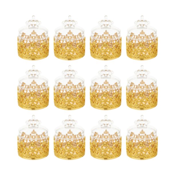 12 cajas de almacenamiento de dulces, cajas de embalaje, cajas de decoración portátiles para fiestas Corona de oro