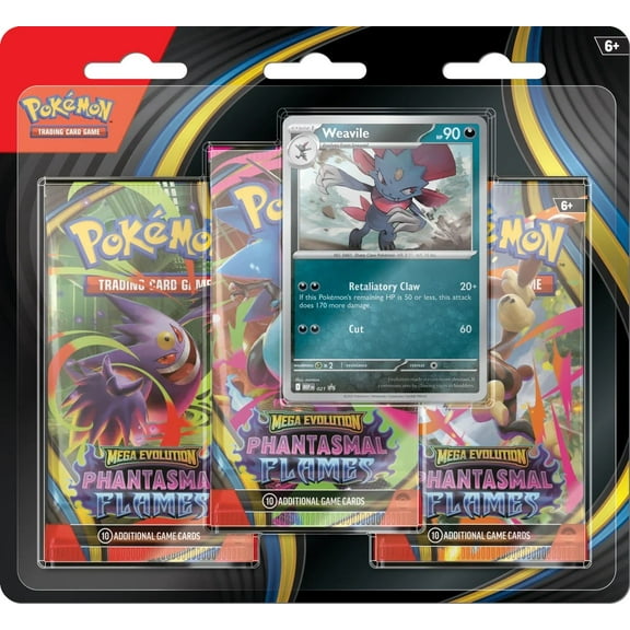Pokemon Mega Evolution Phantasmal Flames Weavile 3-Booster Blister Pack [3 Booster Packs & 1 Foil Promo Card]