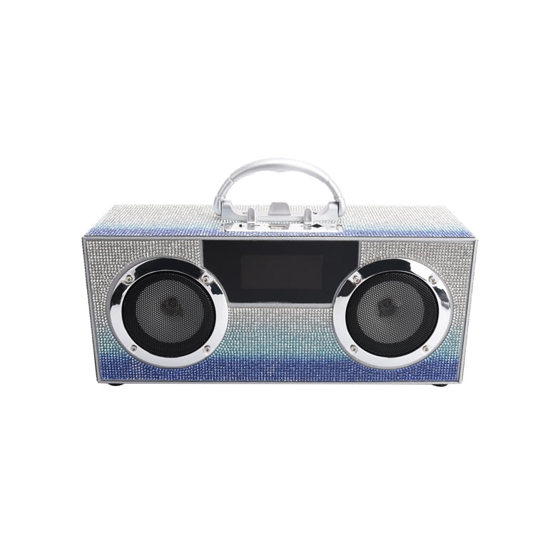 Ombre Blue Bling Mini Wireless Boombox -(MBB-Blue Bling) - Walmart.com