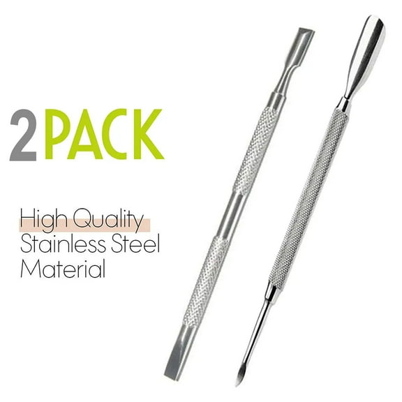 Nail Groomer Stainless Steel Cuticle Pusher Remover Cleaner Manicure Pedicure Tool 2 PC Set