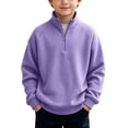 thumbnail image 2 of Trikvn Boys Quarter Zip Pullover Waffle Knit Mock Neck Sweater Raglan Long Sleeve Textured Top with Ribbed Hem Loose Warm for Fall Winter Casual 3-14Y, 2 of 9