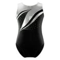 thumbnail image 3 of renvena Girls Gymnastics Leotard Shiny Metallic Ballet Dance Leotard Bodysuit Activewear Size 6-16 A Black 8, 3 of 6