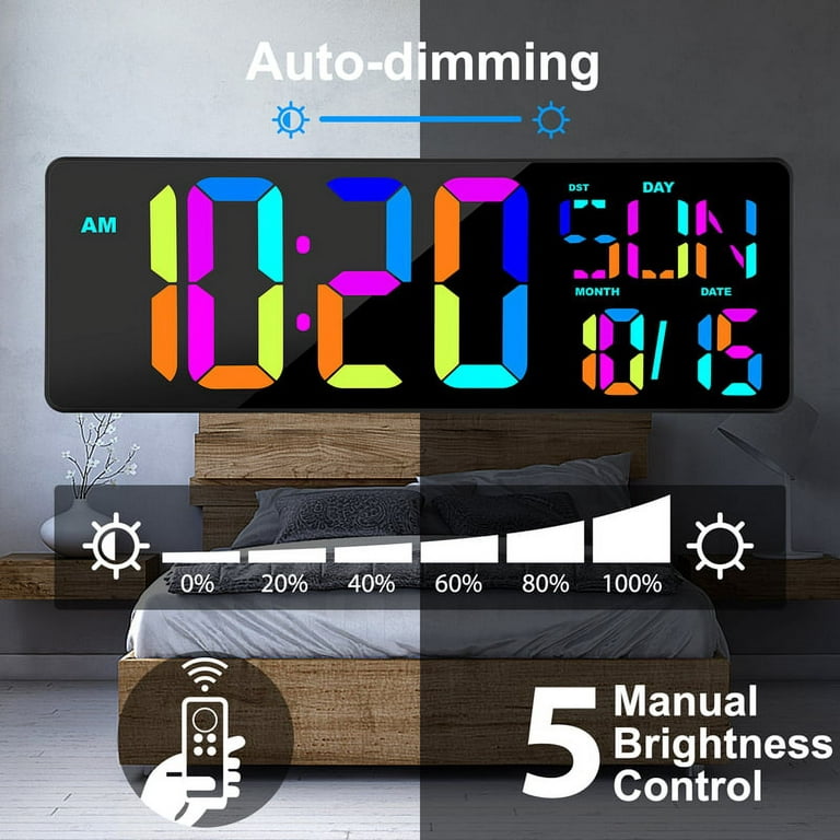 Digital Wall Clock With Remote Control, 16.5 Led Digital Alarm