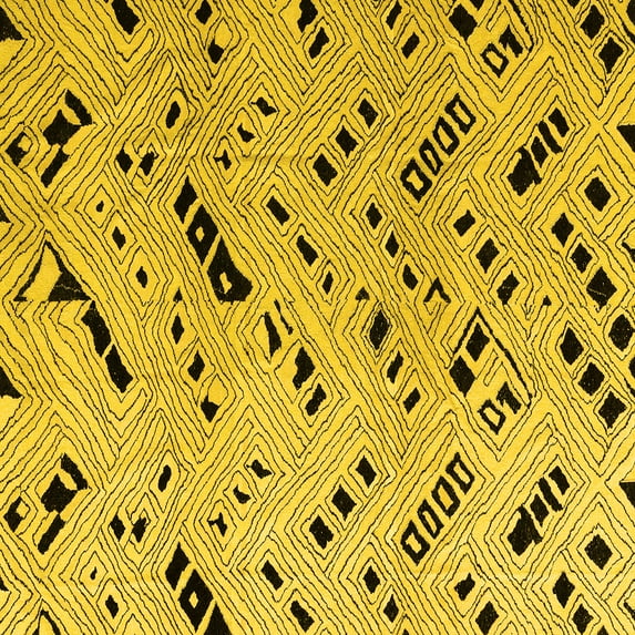 Ahgly Company Machine Washable Indoor Square Solid Yellow Modern Area Rugs, 8' Square