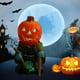 thumbnail image 2 of Adorno de mesa con luces LED de Halloween, cabeza de calabaza pequeña brillante, fantasma de resina, decoración de jardín, 2 of 6