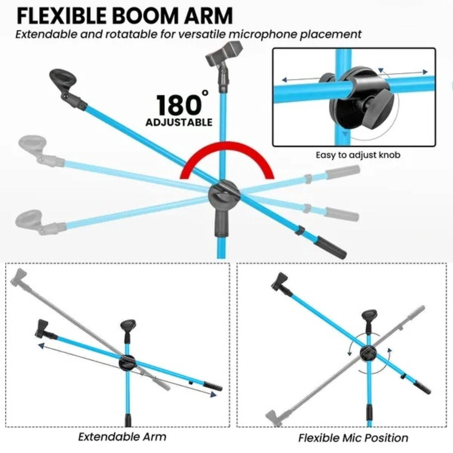 Floor-standing Microphone Stand, Universal Adjustable Tripod Microphone Arm Support, Capable of Holding 2 Microphones, with Adjustable Height. Applicable To Concerts and Recording Studios