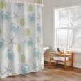 thumbnail image 4 of Ocean Blue Crabs Shower Curtain, Vintage Nautical Sea Yellow Seashell Starfish Waterproof Shower Curtain Set with 12 Hooks Lightweight Bath Curtains Fabric Bathroom Decor 48x72 Inches, 4 of 9