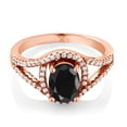 thumbnail image 2 of Gem Stone King 2.37 Ct Oval Black Sapphire 18K Rose Gold Plated Silver Ring (Size 5), 2 of 4