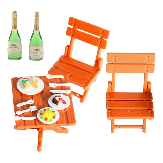 Juego de comedor de jardín de playa para 1/12 Sunnimix Casa de muñecas en miniatura