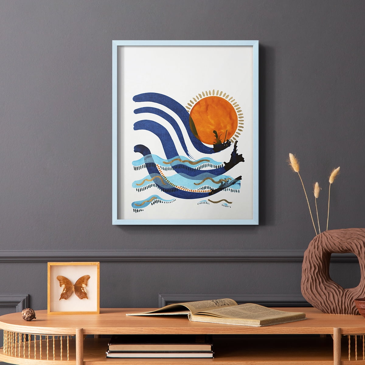 What a Way to Spend the Day Framed Print in Blue Solid Wood 8 x 10 Framed Print